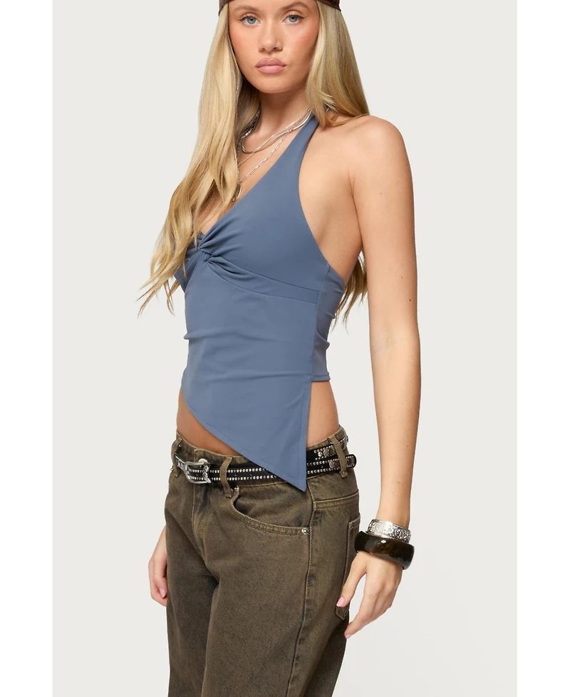 Edikted Women's Susanna Asymmetric Twist Halter Top