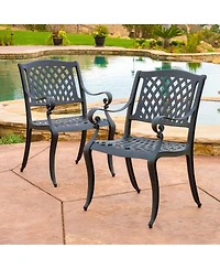 Flynama Cayman Arch Mesh Aluminum Dining Chairs Set of 2 Outdoor Patio Seating