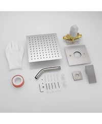 Greenspring Single-Handle 1-Spray Square Shower Faucet System with 10 in. Rainfall Head Brushed Nickel (Valve Included)