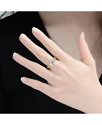 Rachel Glauber Two Tone with Clear Cubic Zirconia Band Ring