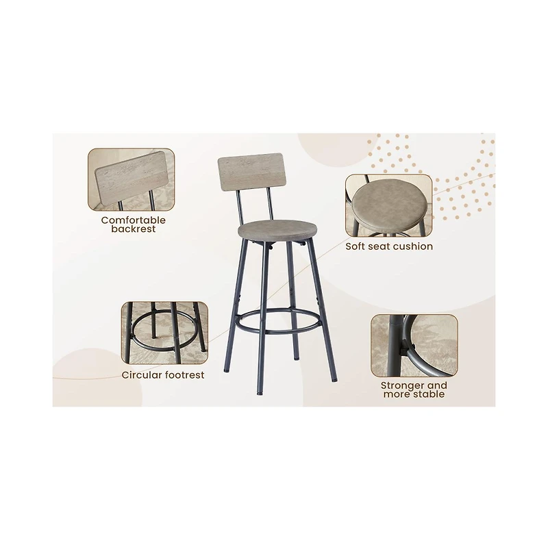 Casainc 7 Piece Pub Dining Table Set with 6 Upholstered Bar Chairs for Kitchen or Living Room