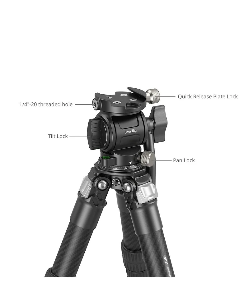 SmallRig 3-Section Heavy-Duty Carbon Fiber Tabletop Tripod with Video Head, Black
