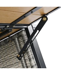 Slickblue Wicker Outdoor Grill Cart with Extended Table Top and Storage Cabinet