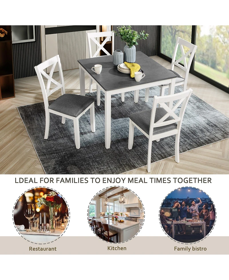Casainc 5 Piece Modern Dining Table Set with 4 Chairs for Small Kitchen or Dining Room