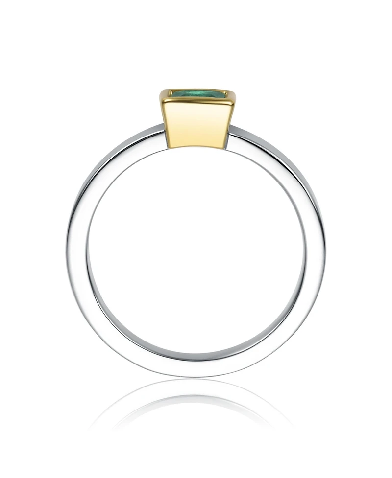 Rachel Glauber Two Tone with Colored Cubic Zirconia Ring