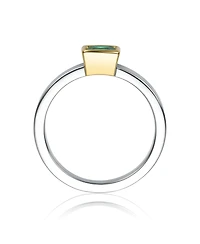 Rachel Glauber Two Tone with Colored Cubic Zirconia Ring