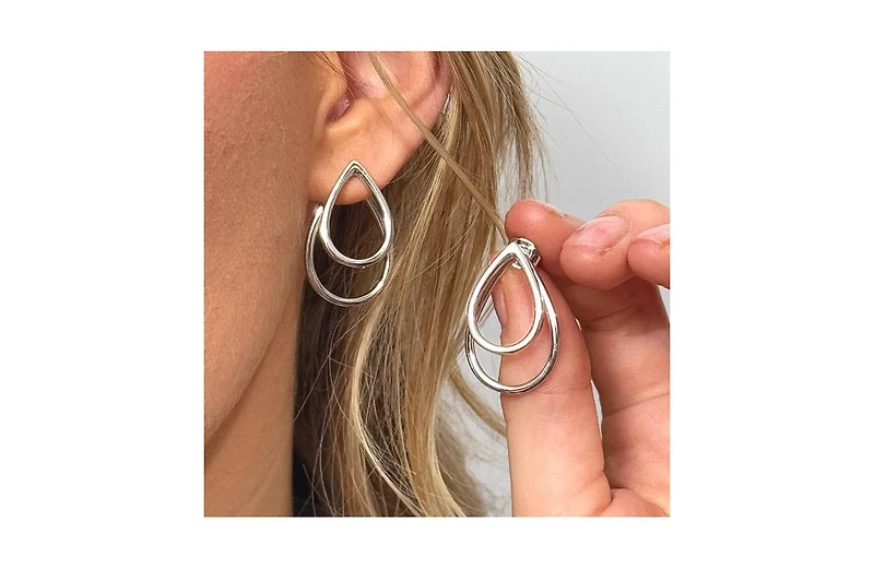 Double Petal Earrngs front and back