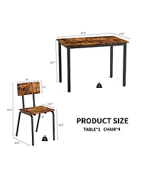 Casainc 5 Piece Dining Table Set with 4 Chairs, Metal Frame Kitchen for Small Space