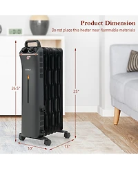 Costway 1500W Oil Filled Space Heater Electric Heater Adjustable Thermostat
