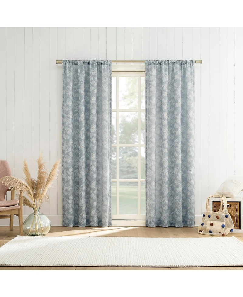 No. 918 Kacey Woven Jacquard Leaf Semi-Sheer Rod Pocket Curtain Panel