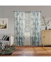 No. 918 Fauna Foliage Print Crushed Voile Sheer Rod Pocket Curtain Panel