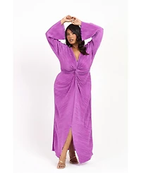 Fashion-szn Curve Women's Plisse Flare Sleeve Midaxi Dress