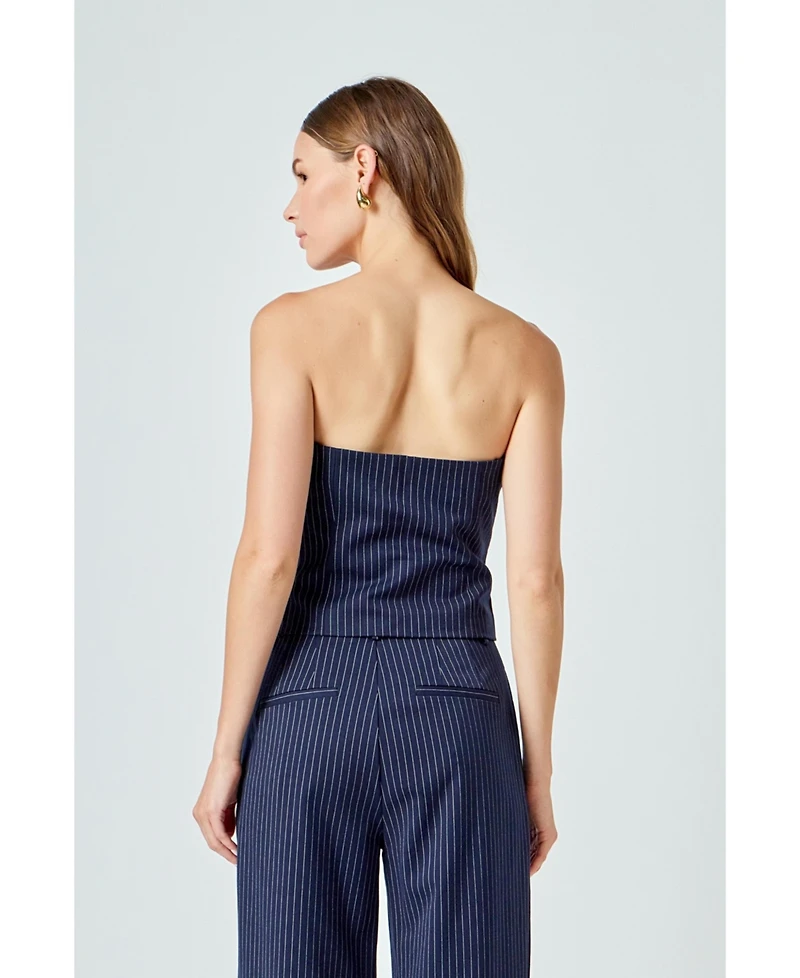 endless rose Women's Stripe Draped Corset Top