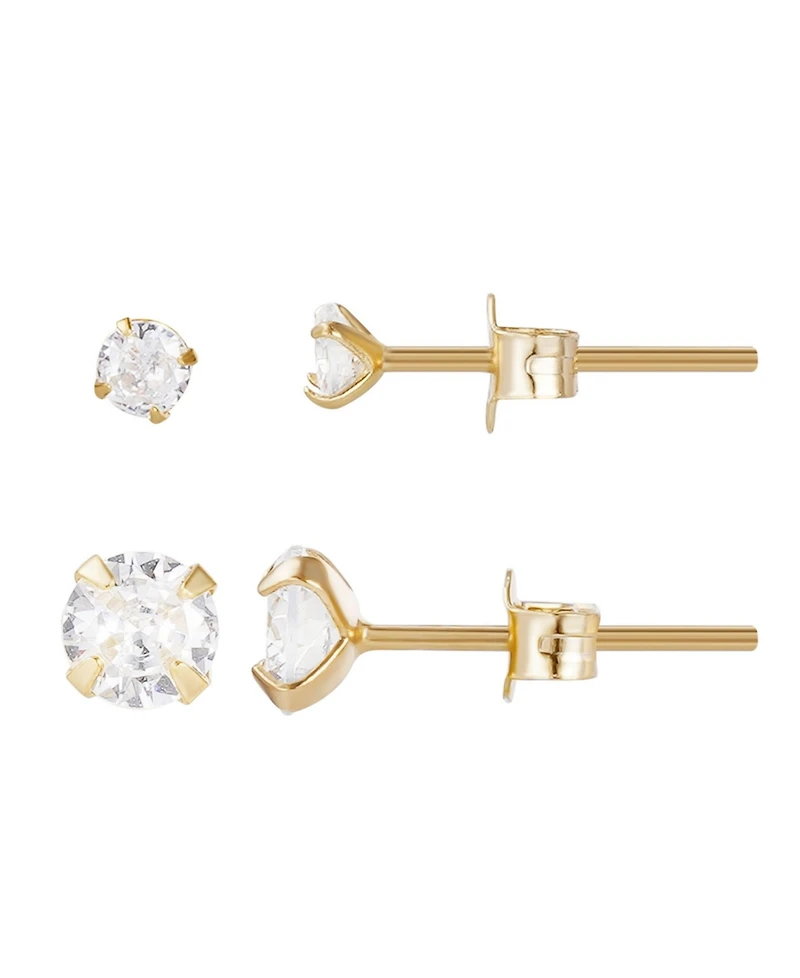 Adornia Gold Vermeil Sterling Silver Solitaire Stud Earrings Set