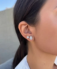 Adornia Silver Halo Stud Earrings Set