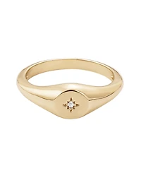 Adornia Gold Cubic Zirconia Starbust Signet Pinky Ring