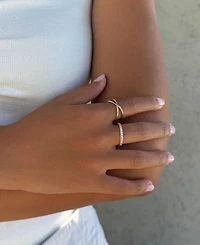 Adornia Gold Cubic Zirconia X and Eternity Ring Set