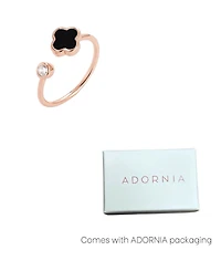 Adornia Rose Gold Adjustable Cubic Zirconia Clover Ring
