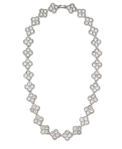 Adornia Silver Crystal Clover Link Chain Necklace
