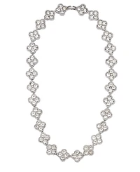 Adornia Silver Crystal Clover Link Chain Necklace