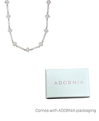 Adornia Silver Crystal Clover Tennis Necklace
