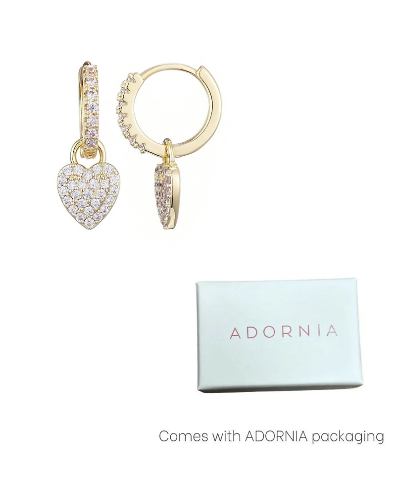 Adornia Gold Cubic Zirconia Heart Huggie Earrings