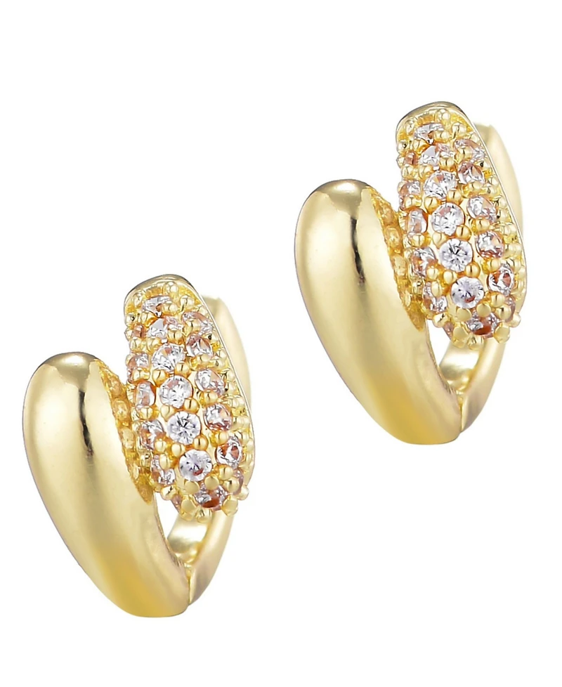 Adornia Gold Cubic Zirconia Double Band Hoop Huggie Earring