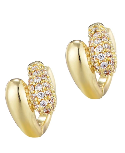 Adornia Gold Cubic Zirconia Double Band Hoop Huggie Earring