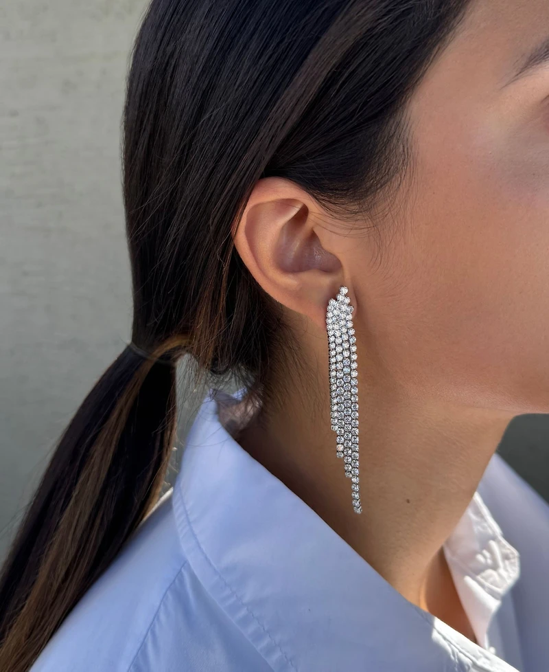 Adornia Silver Crystal Cascade Sweeper Earrings