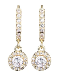 Adornia Gold Cubic Zirconia Halo Drop Huggie Hoop Earrings