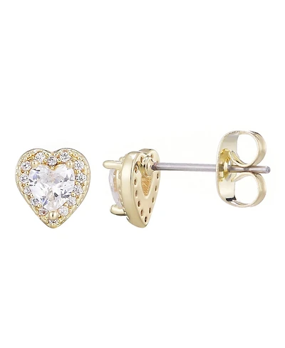 Adornia Gold Cubic Zirconia Heart Halo Stud Earrings
