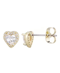 Adornia Gold Cubic Zirconia Heart Halo Stud Earrings