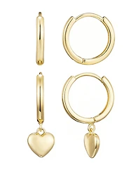 Adornia Gold Heart Huggie Earring Set