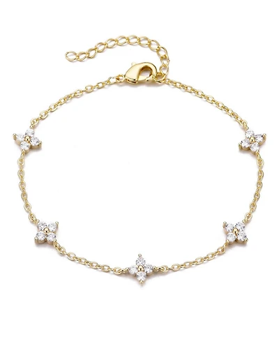 Adornia Gold Cubic Zirconia Flower Station Bracelet