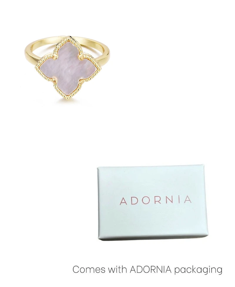 Adornia Gold White Mother of Pearl Flower Ring