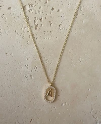 Adornia Gold Plated Cubic Zirconia Floating Letter Frame Necklace