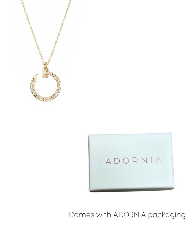 Adornia Gold Cubic Zirconia Curved Nail Ring Necklace