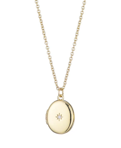 Adornia Gold Cubic Zirconia Oval Locket Starburst Necklace