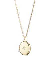 Adornia Gold Cubic Zirconia Oval Locket Starburst Necklace