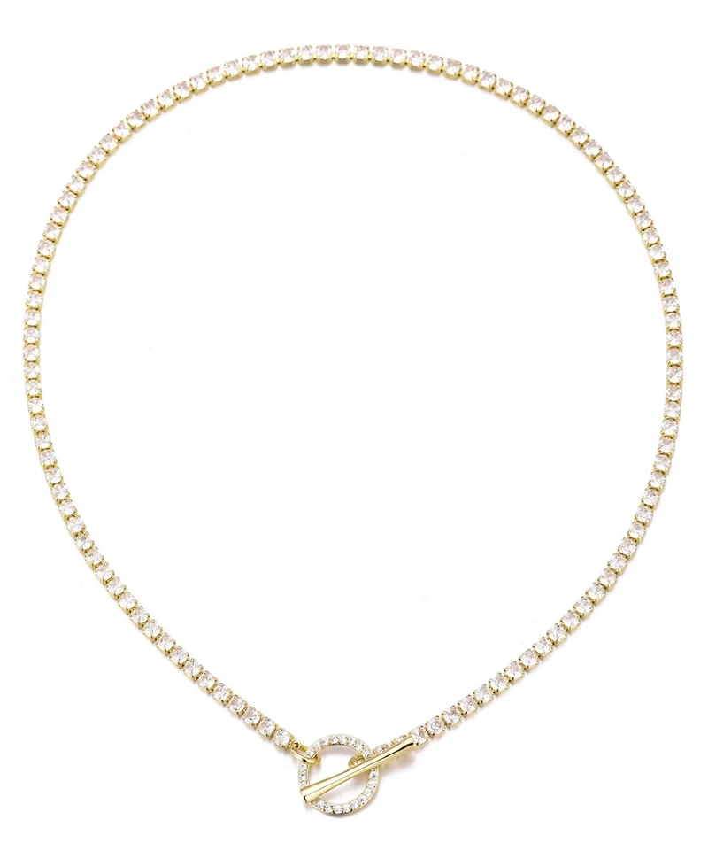 Adornia Gold Crystal Toggle Tennis Necklace