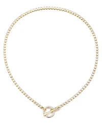 Adornia Gold Crystal Toggle Tennis Necklace