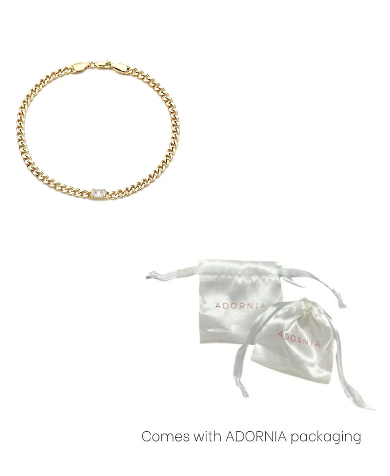 Adornia Gold Crystal Curb Chain Anklet