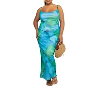 Fashion-szn Curve Strappy Abstract Print Maxi Dress