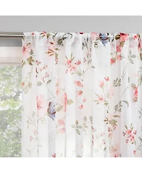No. 918 Jennifer Floral Print Crushed Voile Sheer Rod Pocket Curtain Panel