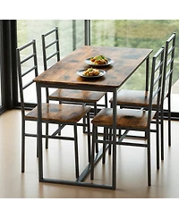 Casainc 5 Piece Dining Table and Chair Set with Metal Frame and Wooden Top