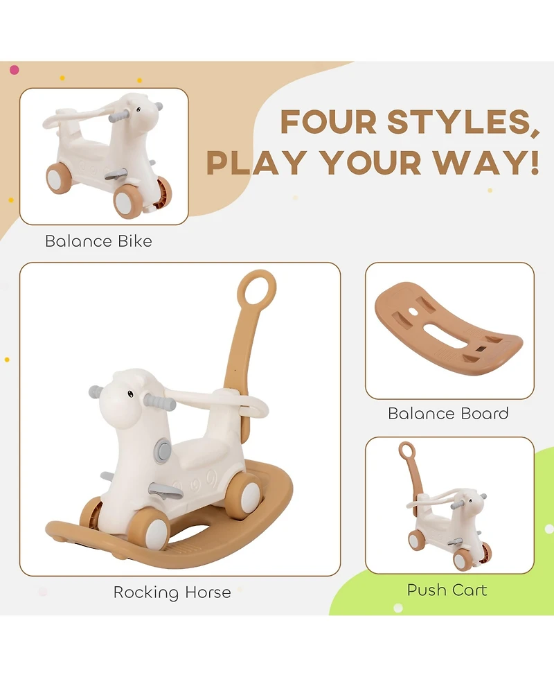 Qaba 4-in-1 Rocking Horse with Detachable Balance Board for 1-3 Years