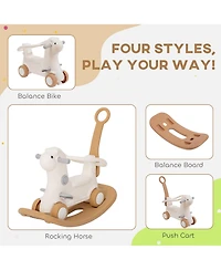 Qaba 4-in-1 Rocking Horse with Detachable Balance Board for 1-3 Years