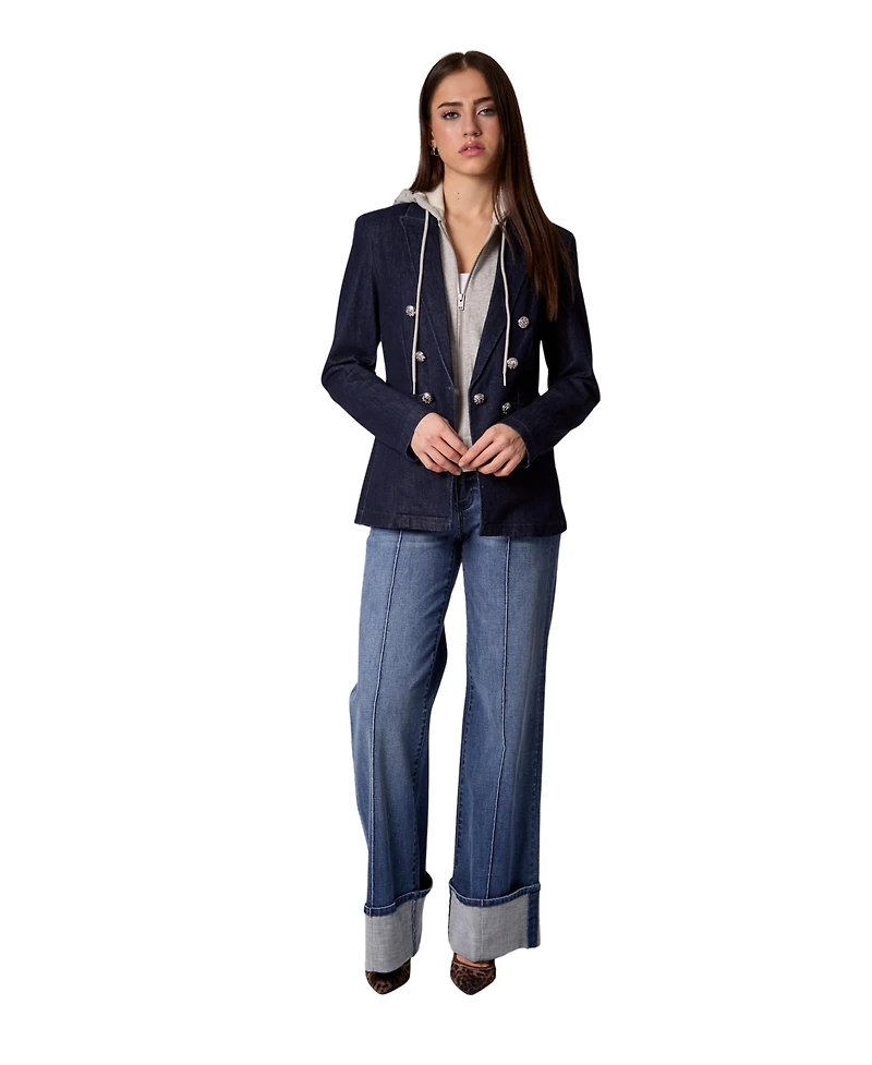 Blue Revival Women's Helen Rinse Blazer with Removable Grey Hoodie Insert