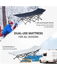 Outsunny 2 Person Camping Cot for Adults w/ Bag, Hunting Fishing Trip Bed,