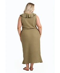 Fashion-szn Curve Women's Ruffle Wrap Sleeveless Midi Dress